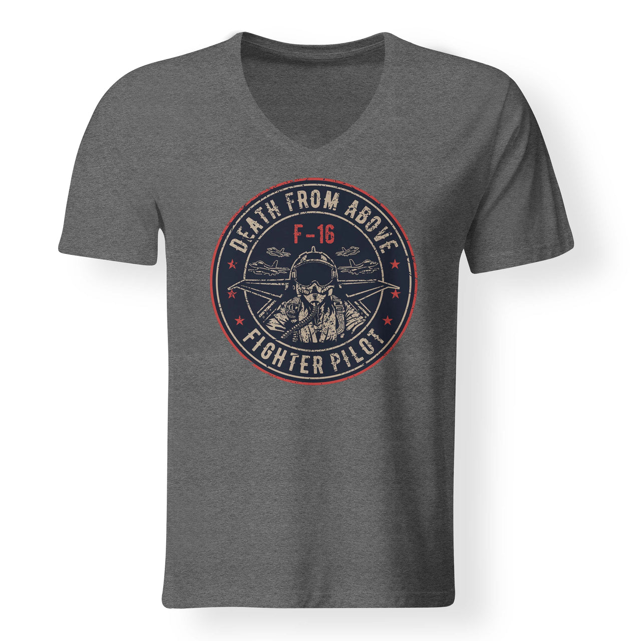 Fighter Jet 16 - Death From Above Designed V-Neck T-Shirts