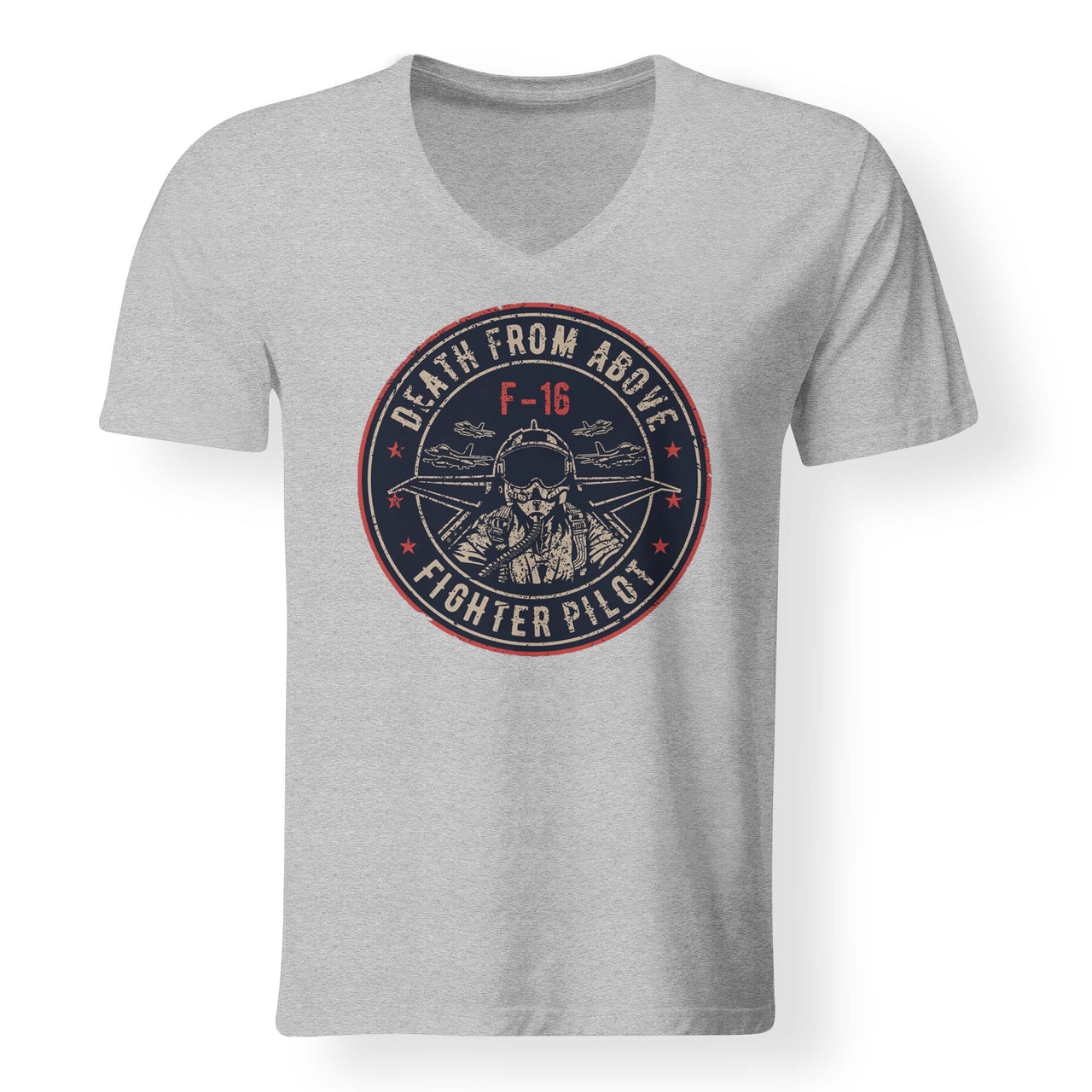 Fighter Jet 16 - Death From Above Designed V-Neck T-Shirts