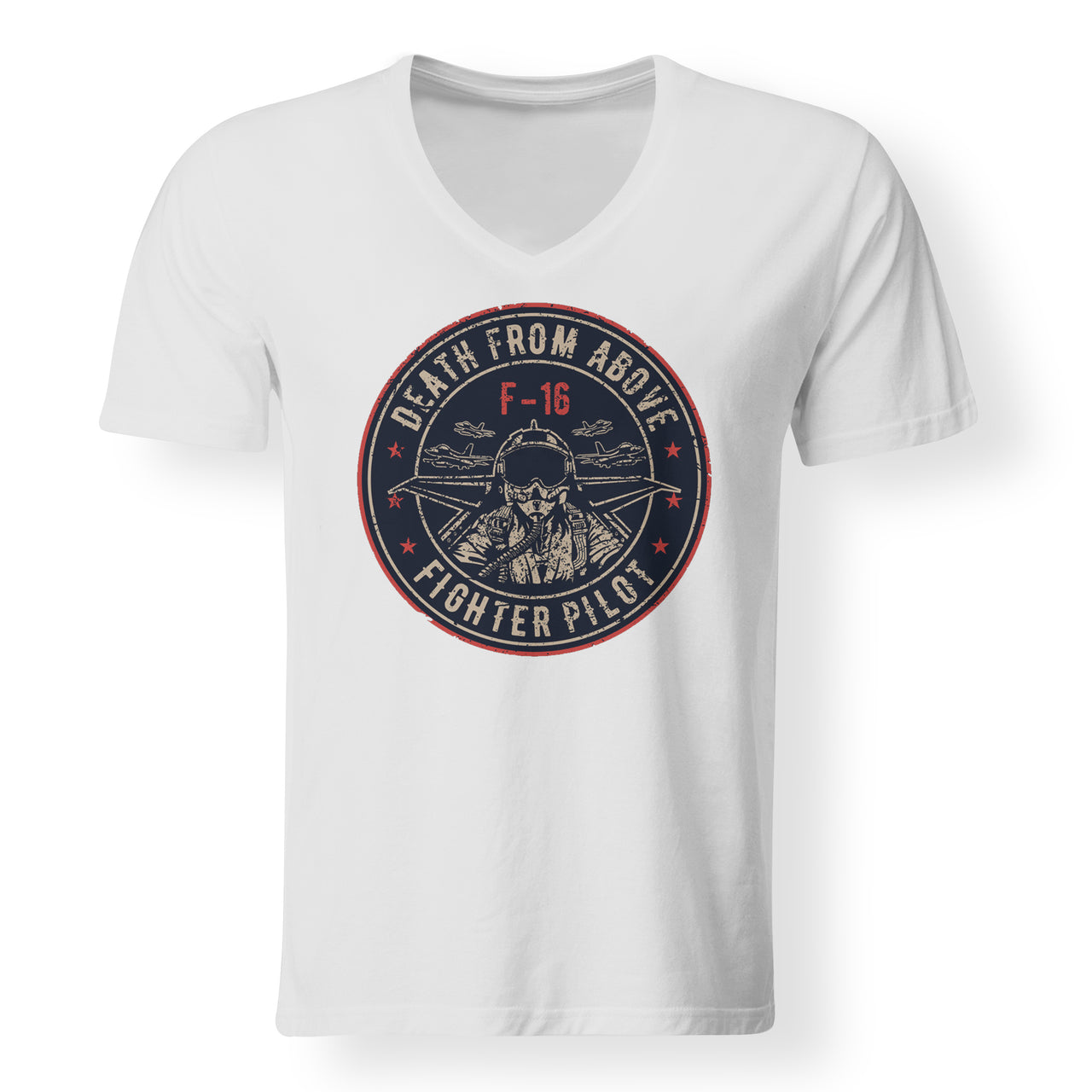 Fighter Jet 16 - Death From Above Designed V-Neck T-Shirts
