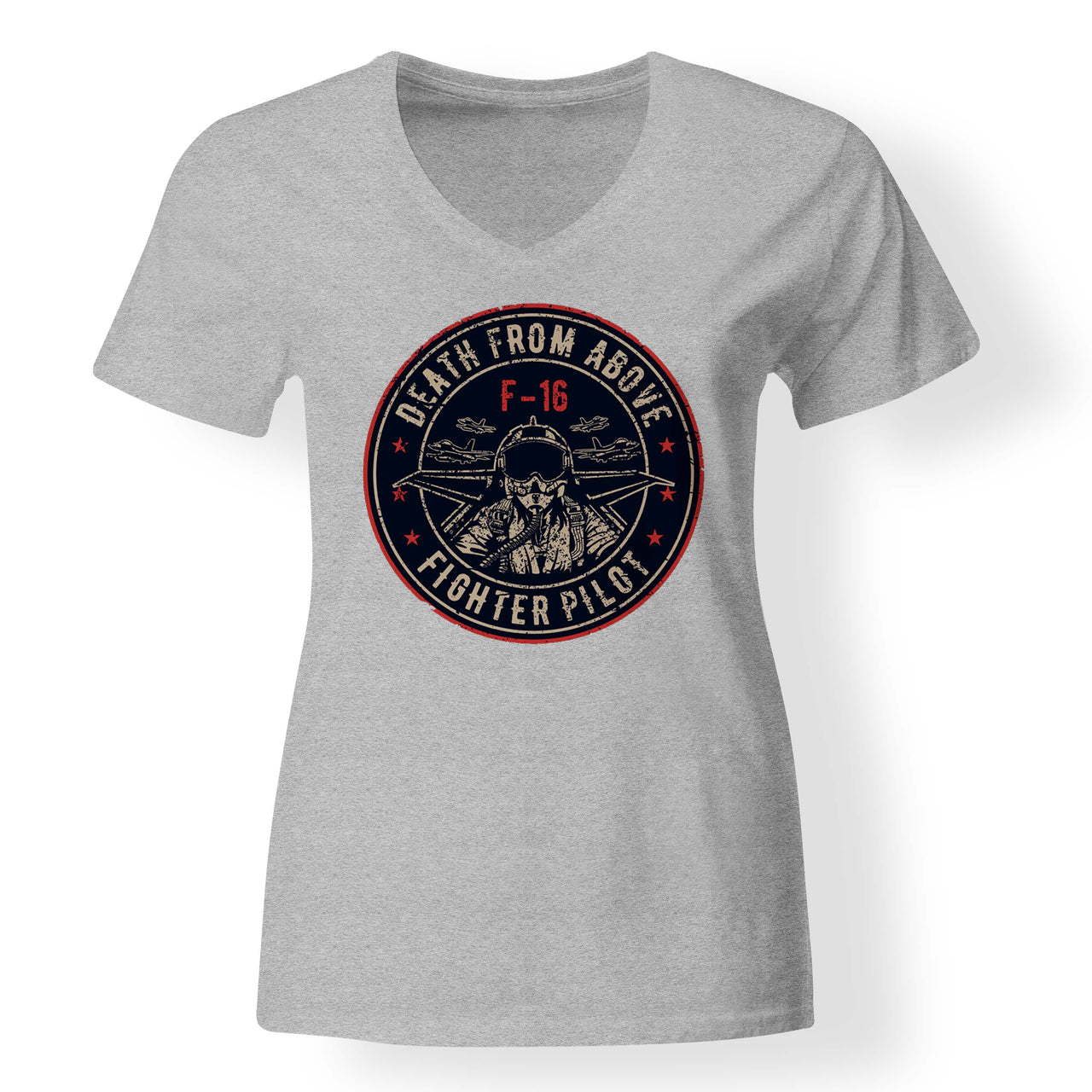 Fighter Jet 16 - Death From Above Designed V-Neck T-Shirts