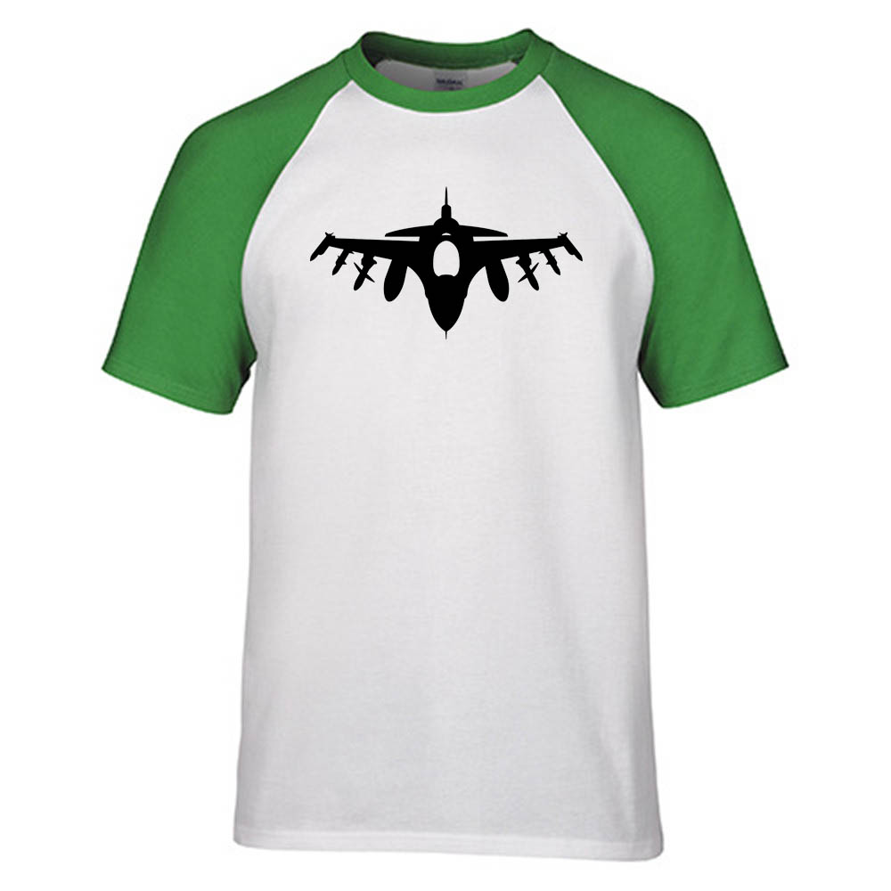 Fighter Jet 16 Silhouette Designed Raglan T-Shirts