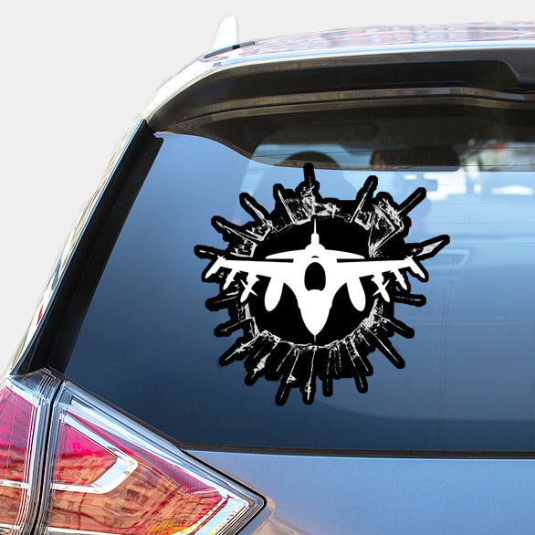 Fighter Jet 16 Silhouette Designed Car Sticker