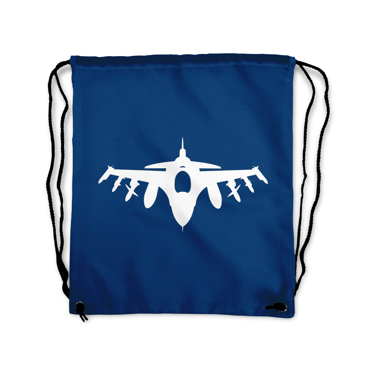 Fighting Falcon F16 Silhouette Designed Drawstring Bags