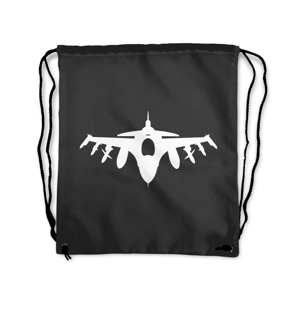 Fighting Falcon F16 Silhouette Designed Drawstring Bags