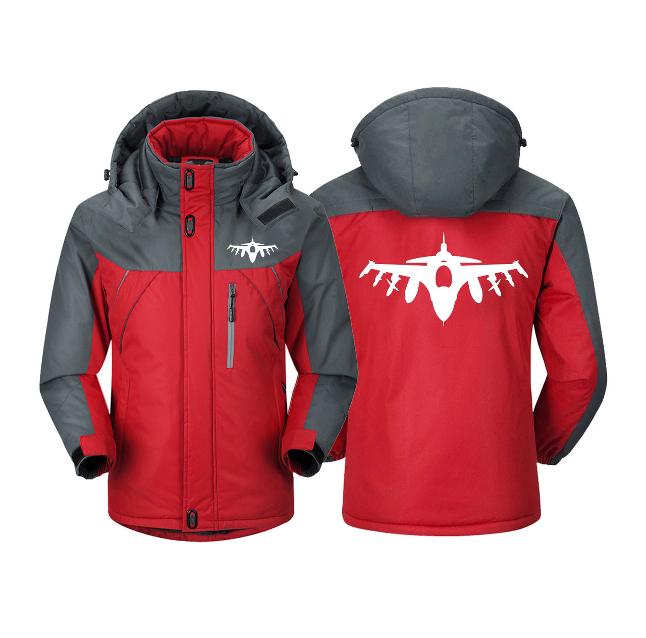 Fighting Falcon F16 Silhouette Designed Thick Winter Jackets