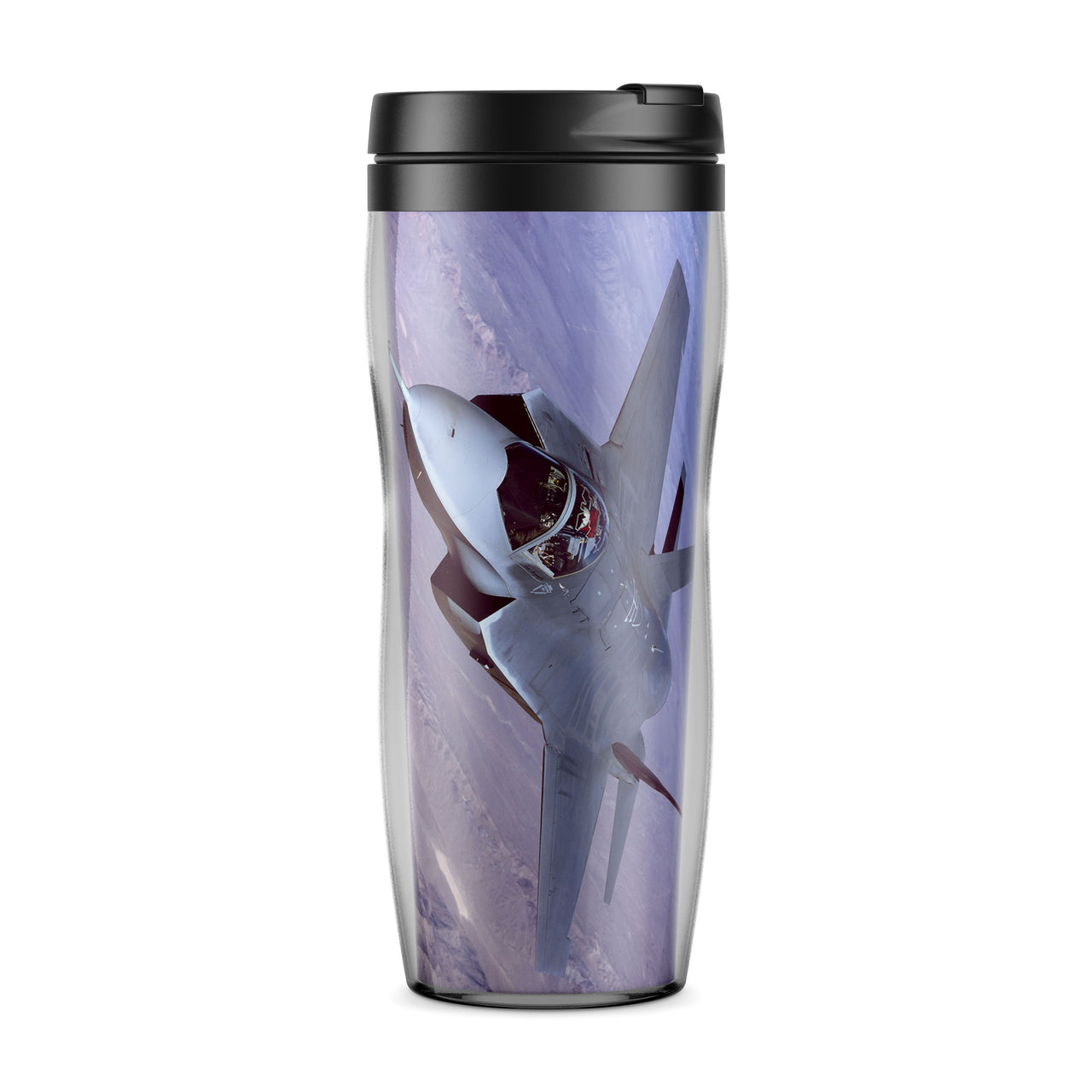 Fighting Falcon F35 Captured in the Air Designed Travel Mugs