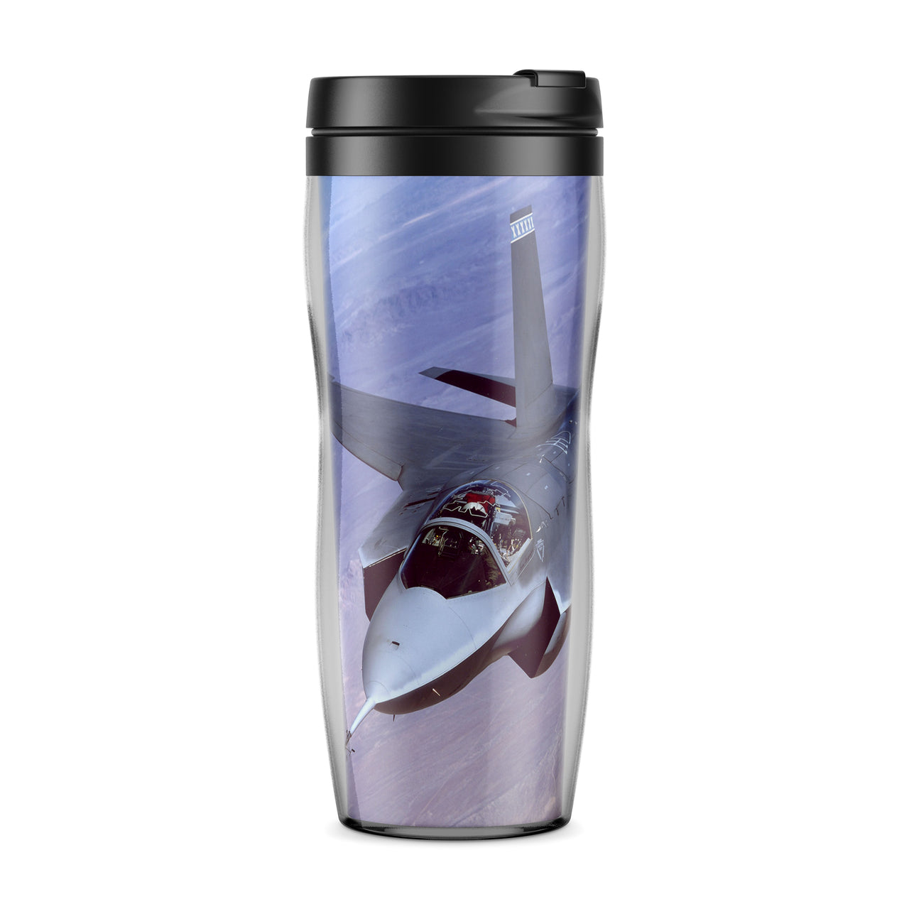 Fighting Falcon F35 Captured in the Air Designed Travel Mugs
