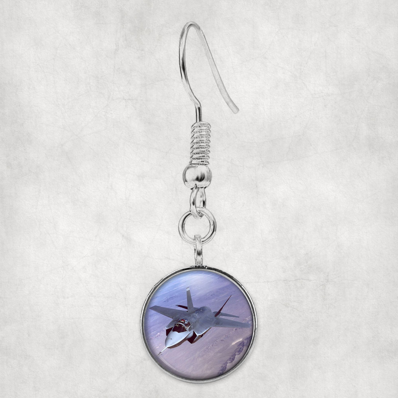 Fighting Falcon F35 Captured in the Air Designed Earrings