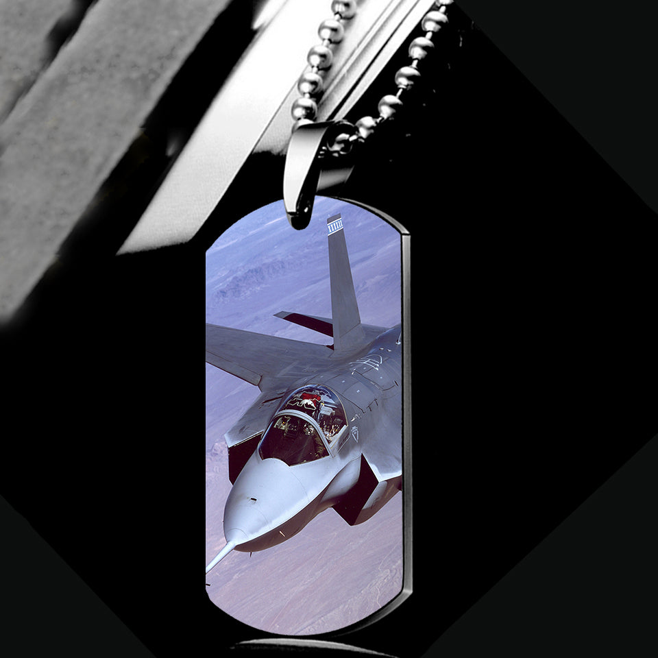 Fighter Jet 35 Captured in the Air Designed Metal Necklaces