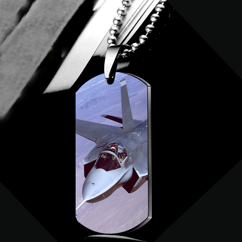 Fighting Falcon F35 Captured in the Air Designed Metal Necklaces