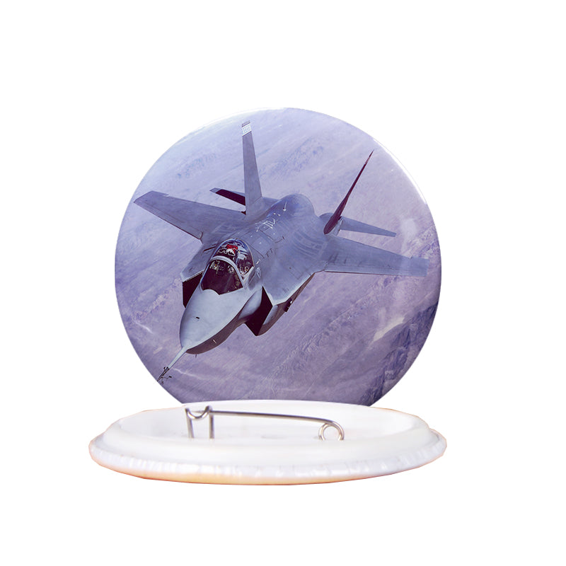 Fighter Jet 35 Captured in the Air Designed Pins