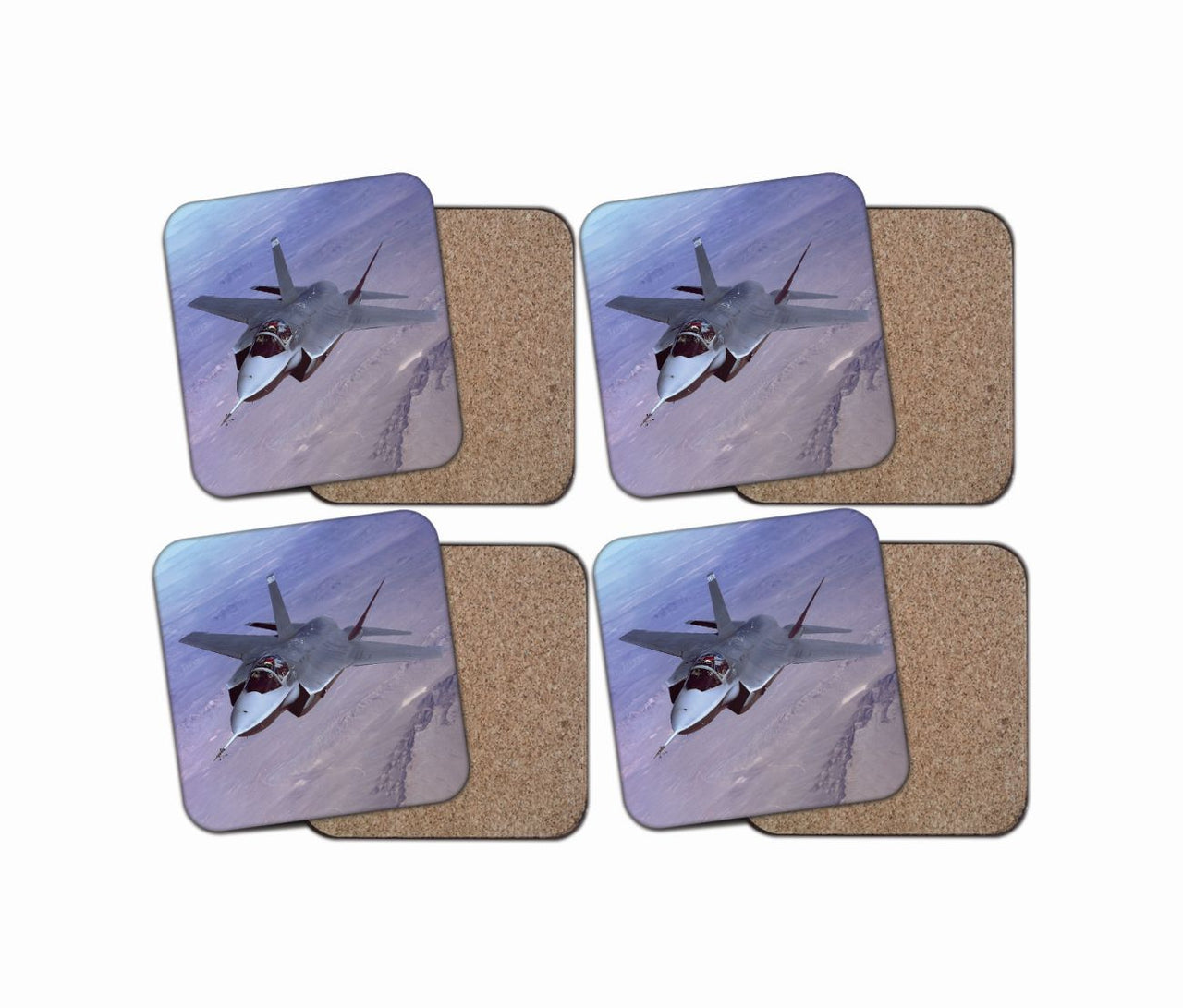Fighter Jet 35 Captured in the Air Designed Coasters