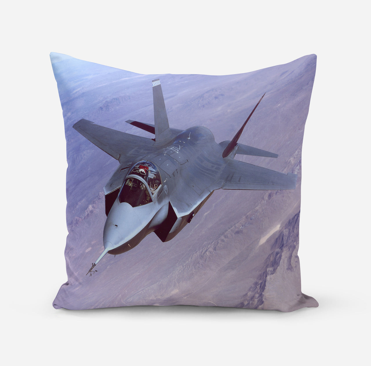 Fighting Falcon F35 Captured in the Air Designed Pillows