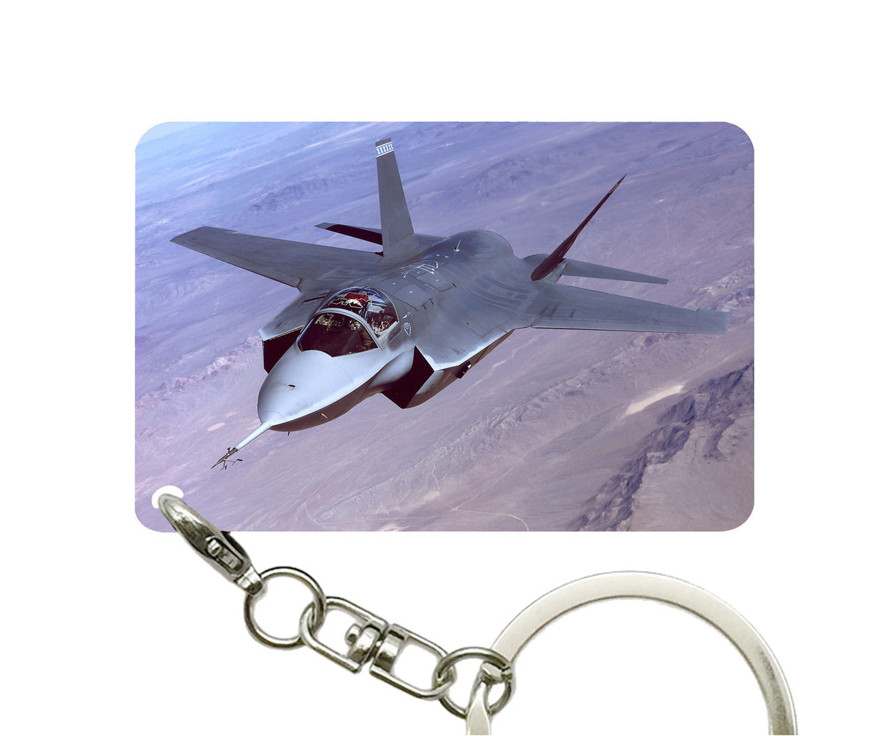 Fighting Falcon F35 Captured in the Air Designed Key Chains