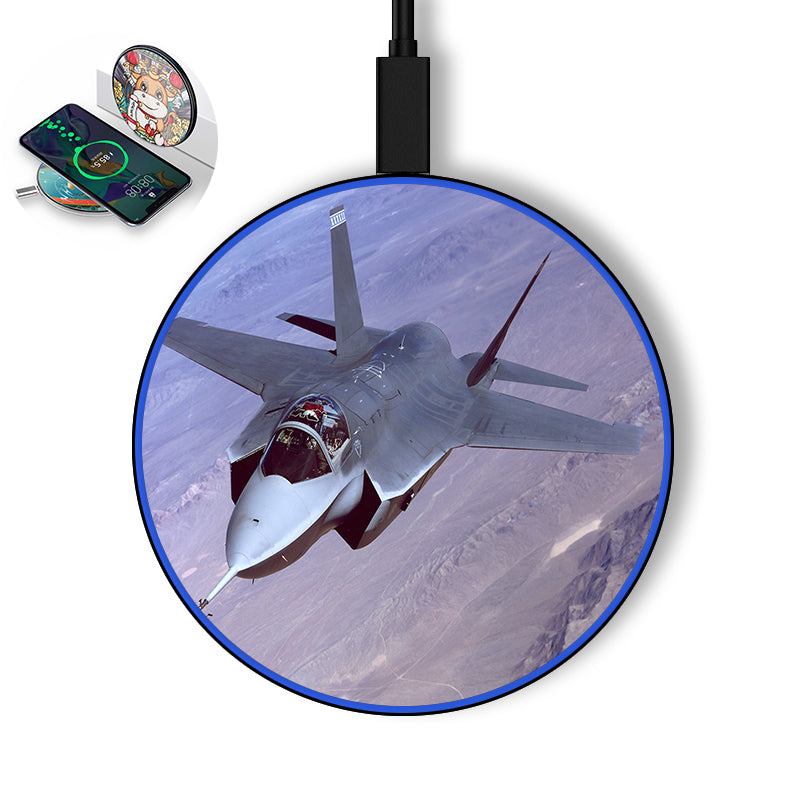 Fighting Falcon F35 Captured in the Air Designed Wireless Chargers