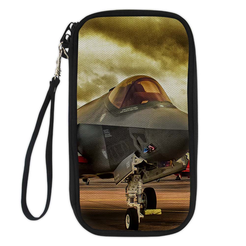 Fighting Falcon F35 at Airbase Designed Travel Cases & Wallets