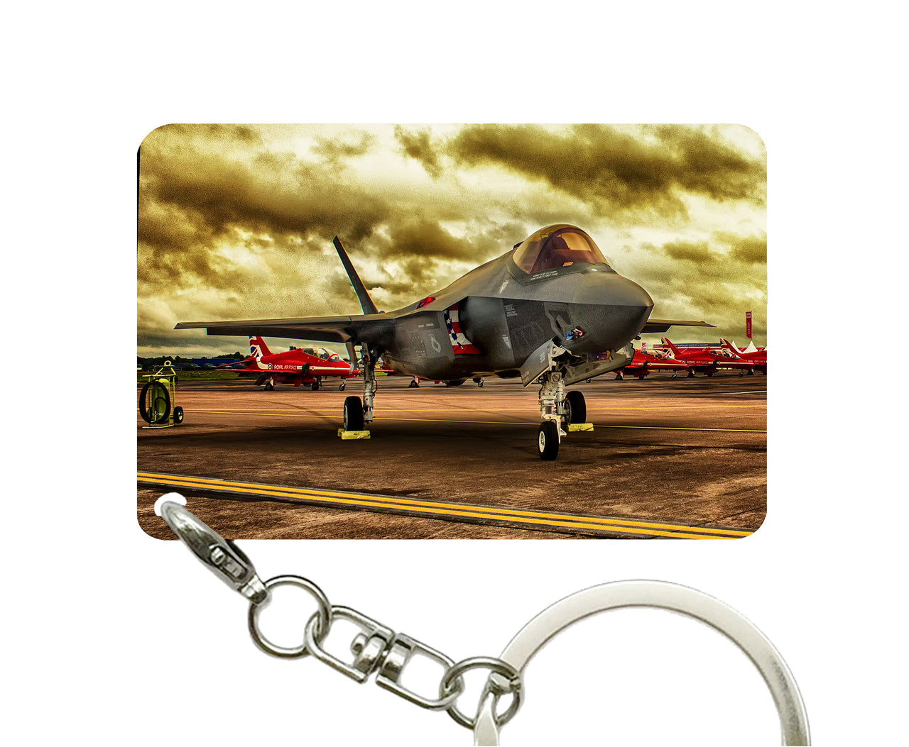 Fighting Falcon F35 at Airbase Designed Key Chains