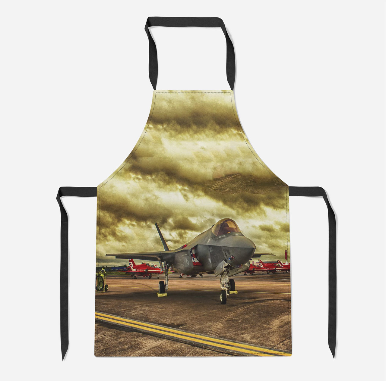Fighter Jet 35 at Airbase Designed Kitchen Aprons
