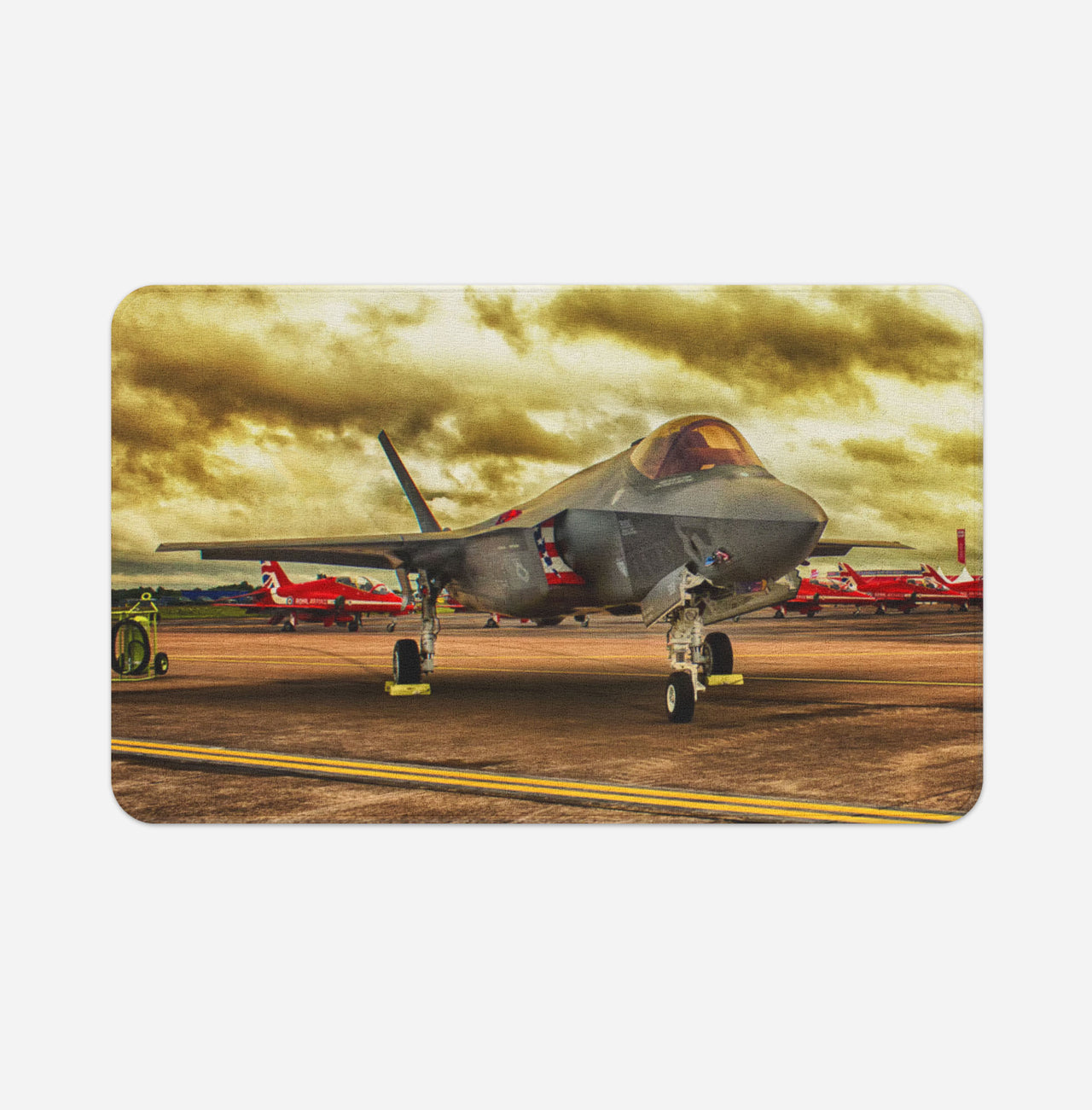 Fighter Jet 35 at Airbase Designed Bath Mats