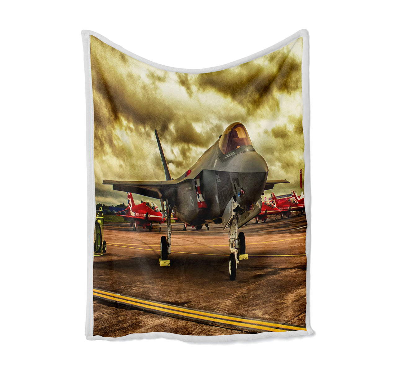 Fighting Falcon F35 at Airbase Designed Bed Blankets & Covers
