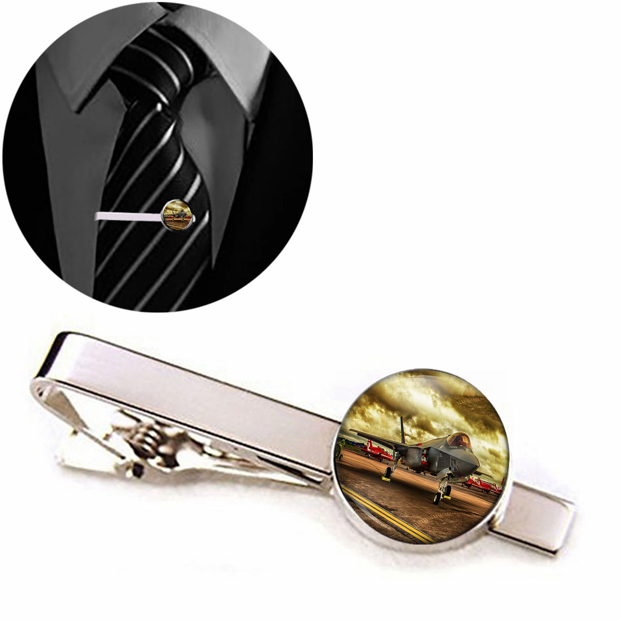 Fighting Falcon F35 at Airbase Designed Tie Clips