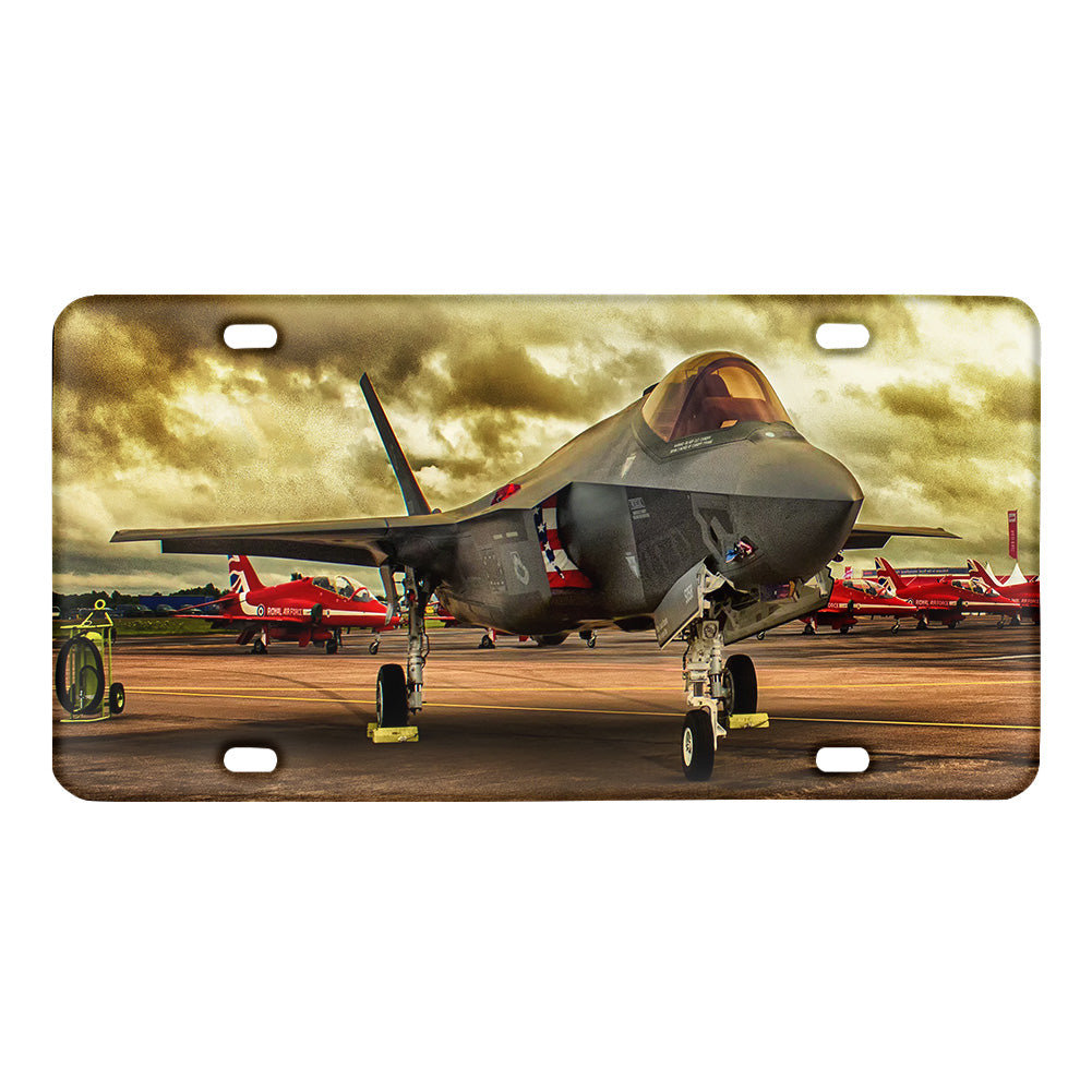 Fighter Jet 35 at Airbase Designed Metal (License) Plates