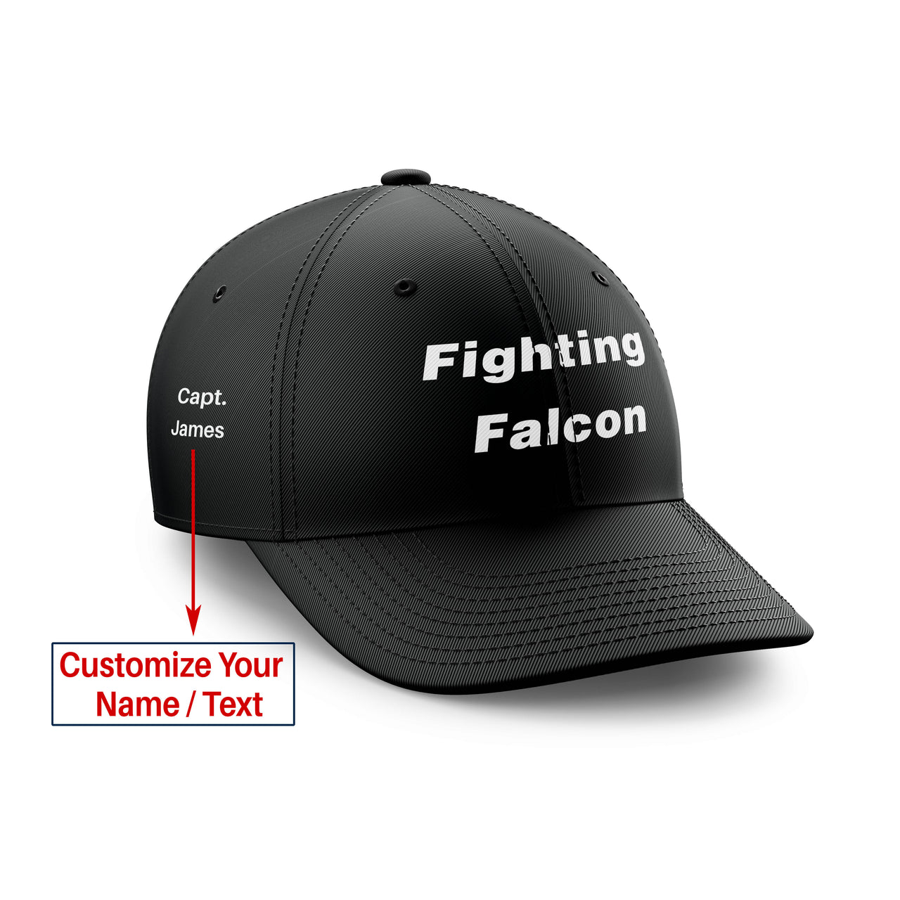 Fighting Falcon & Text Designed Embroidered Hats