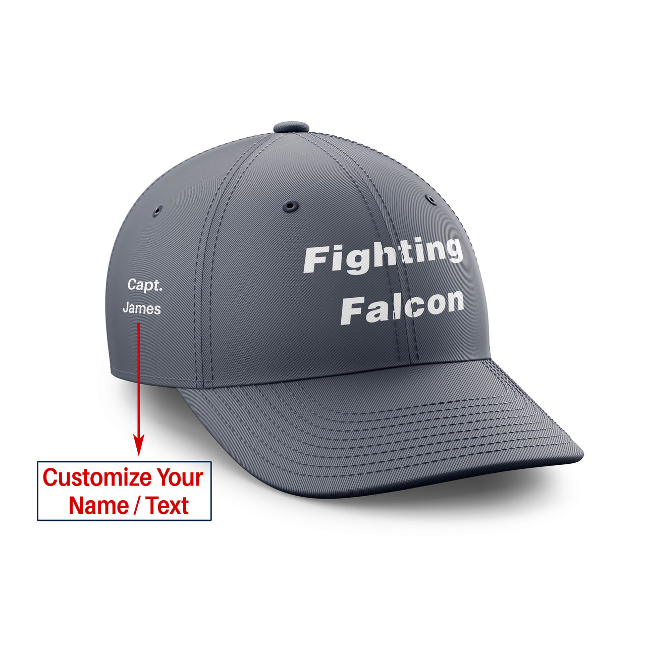 Fighting Falcon & Text Designed Embroidered Hats