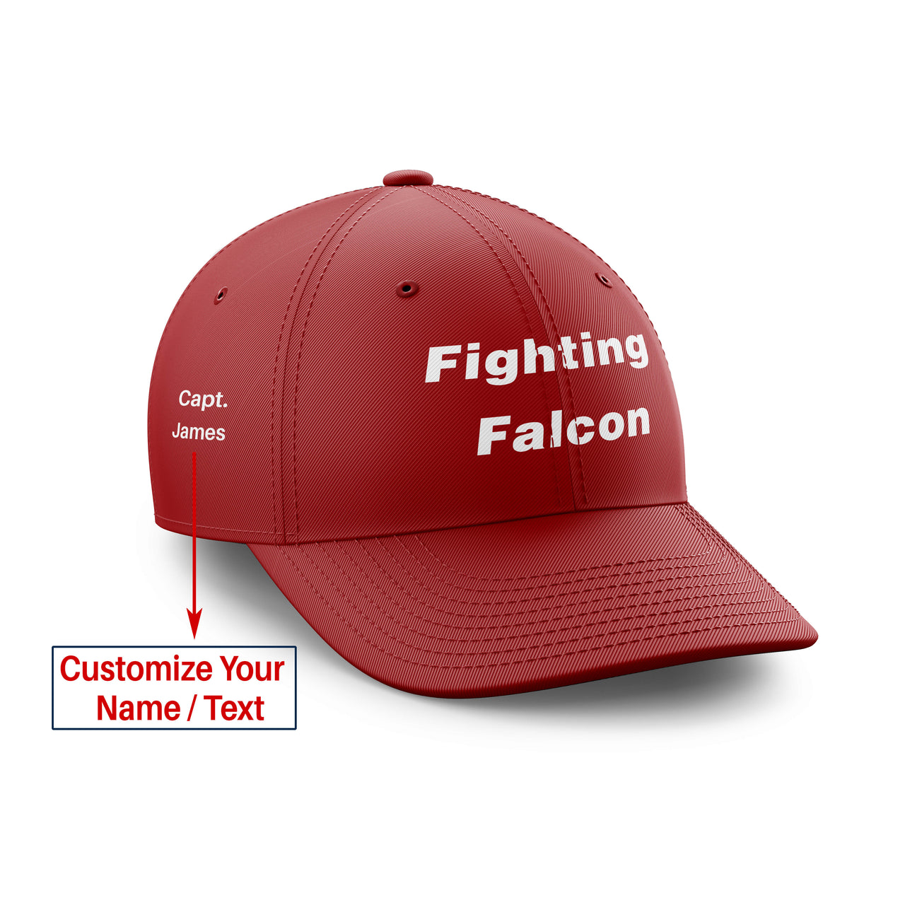 Fighting Falcon & Text Designed Embroidered Hats