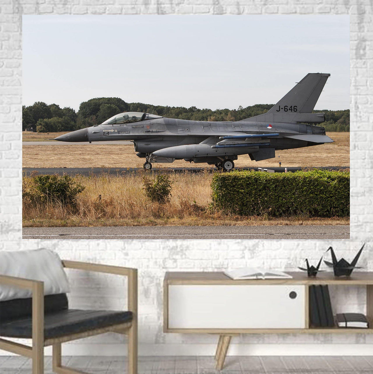 Fighting Falcon F16 From Side Printed Canvas Posters (1 Piece) Aviation Shop 