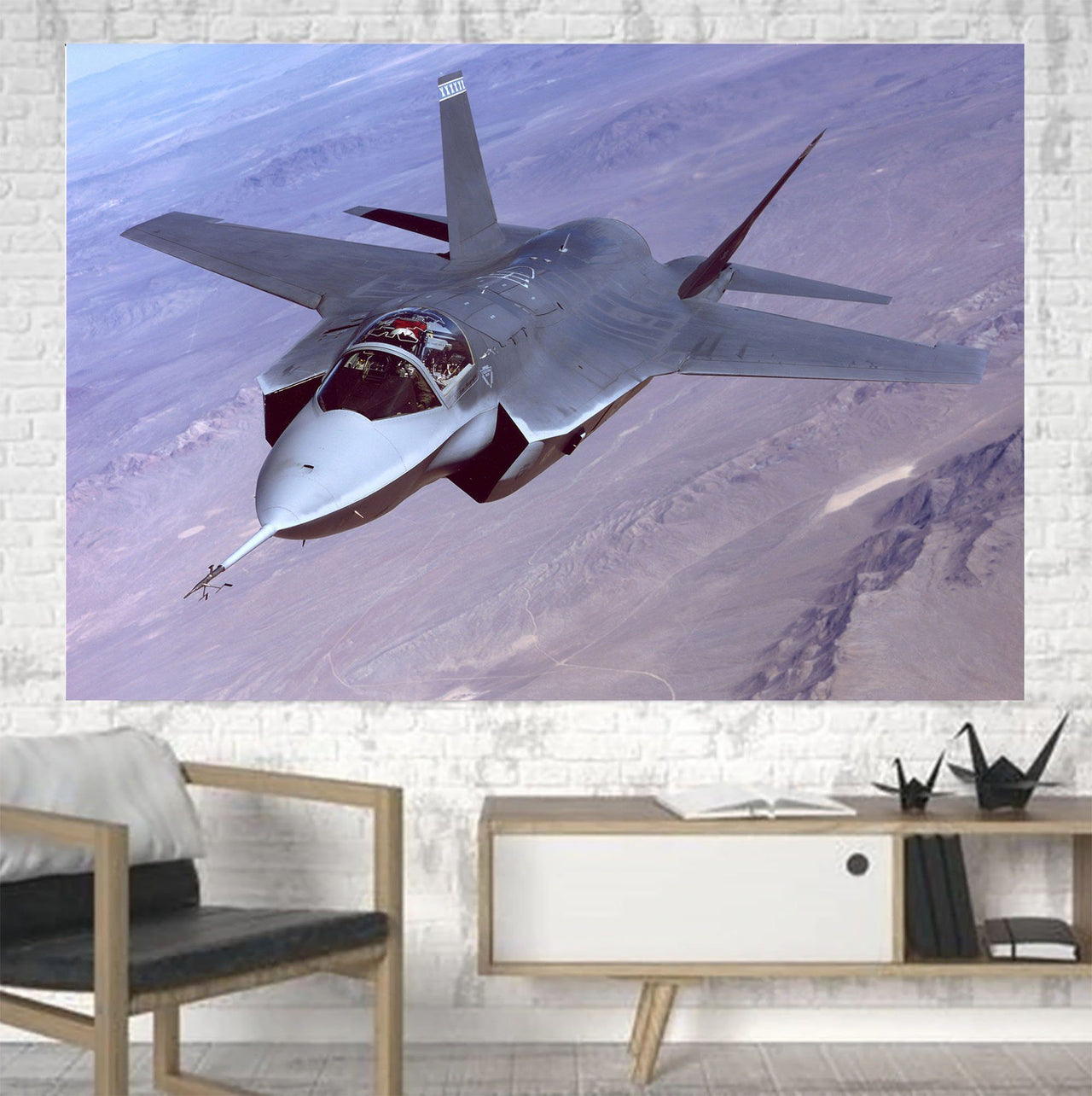 Fighting Falcon F35 Captured in the Air Printed Canvas Posters (1 Piece) Aviation Shop 
