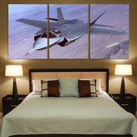 Thumbnail for Fighting Falcon F35 Captured in the Air Printed Canvas Posters (3 Pieces) Aviation Shop 