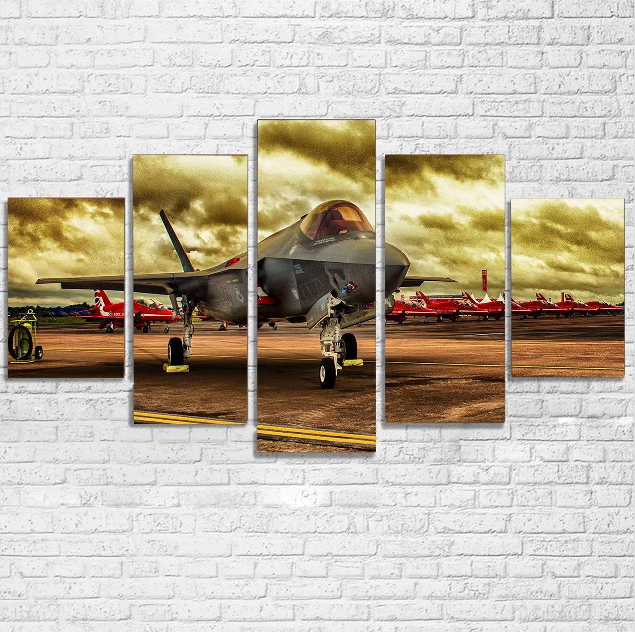 Fighting Falcon F35 at Airbase Printed Multiple Canvas Poster Aviation Shop 