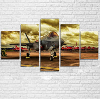 Thumbnail for Fighting Falcon F35 at Airbase Printed Multiple Canvas Poster Aviation Shop 