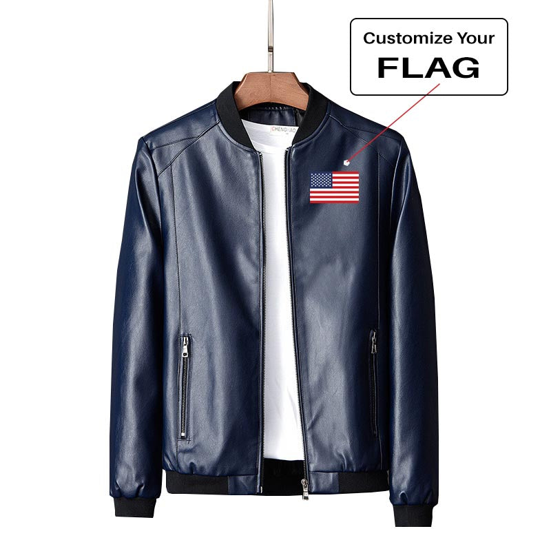 Custom Flag Designed PU Leather Jackets