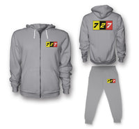 Thumbnail for Flat Colourful 727 Designed Zipped Hoodies & Sweatpants Set