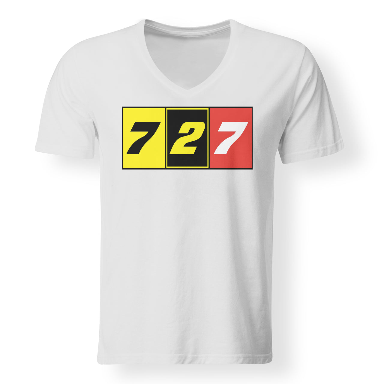 Flat Colourful 727 Designed V-Neck T-Shirts