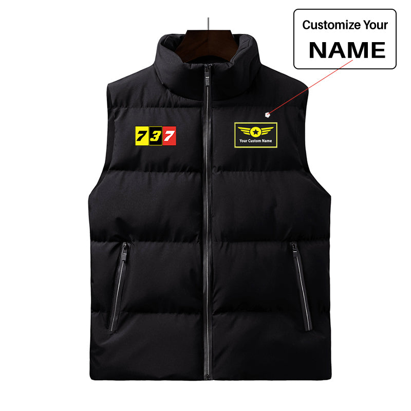 Flat Colourful 737 Designed Puffy Vests