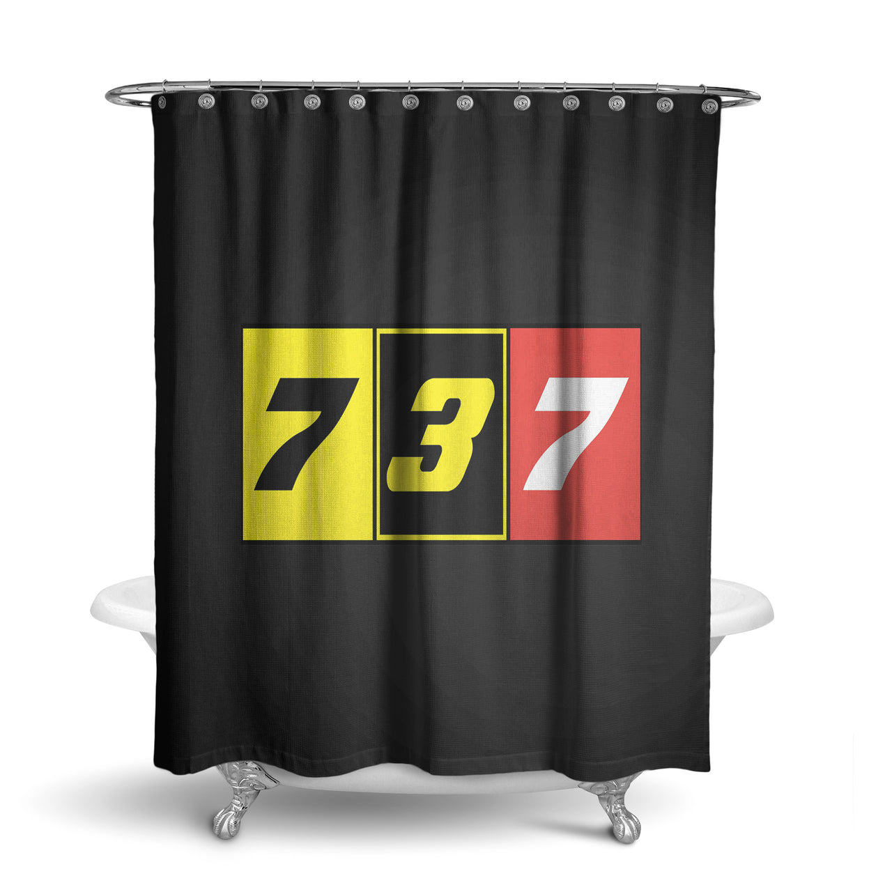 Flat Colourful 737 Designed Shower Curtains
