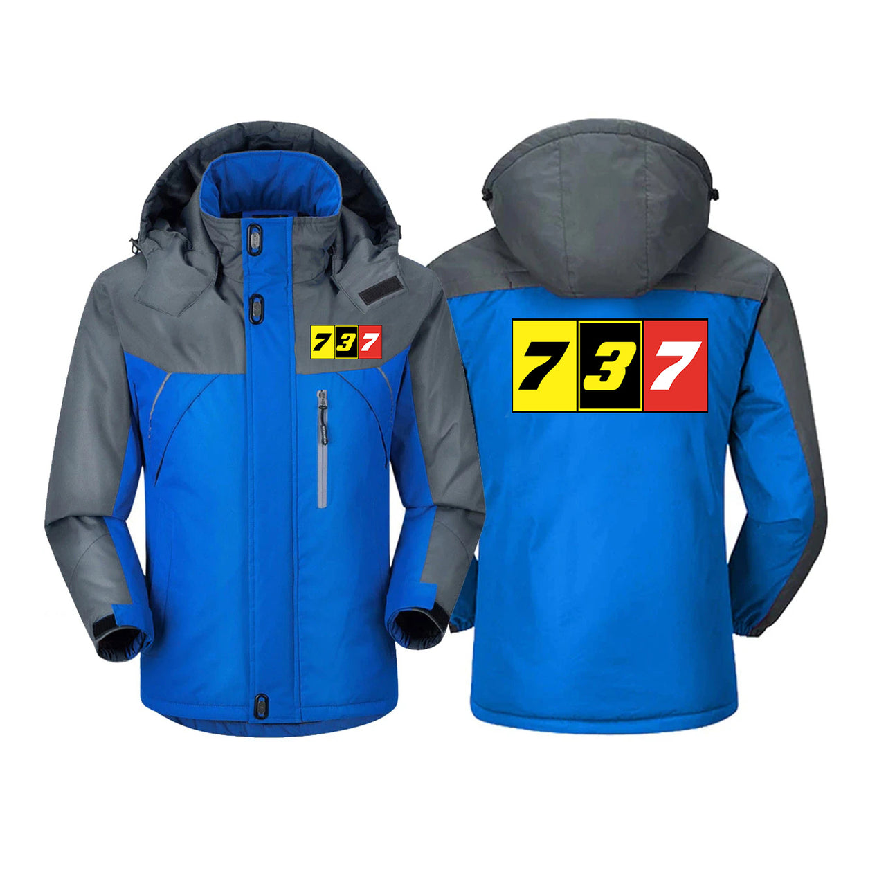 Flat Colourful 737 Designed Thick Winter Jackets
