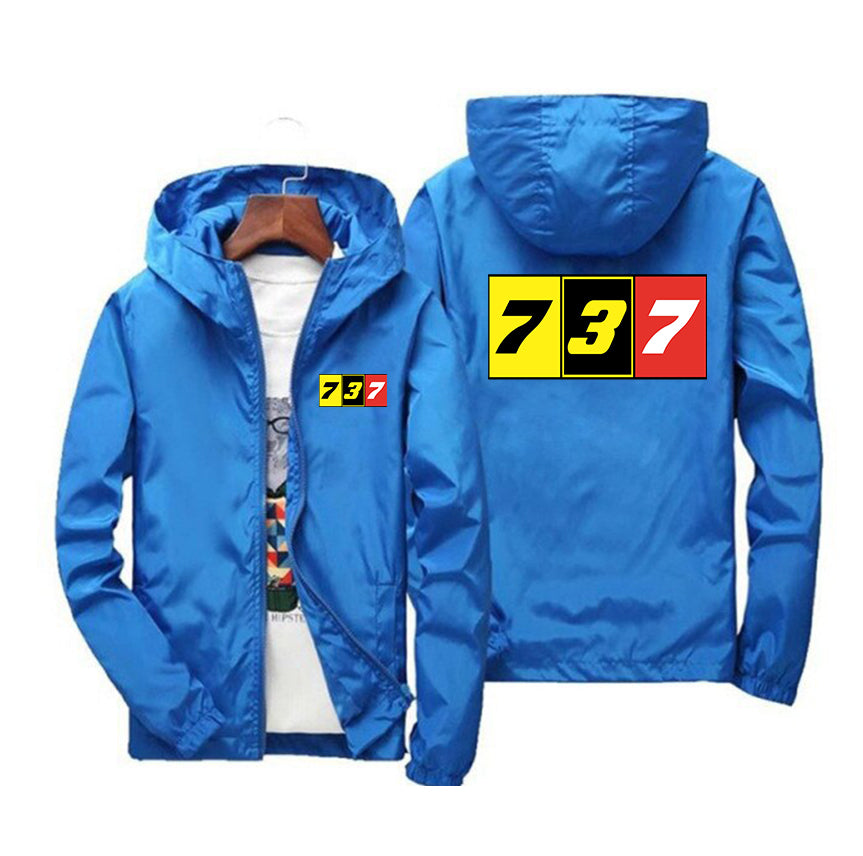 Flat Colourful 737 Designed Windbreaker Jackets