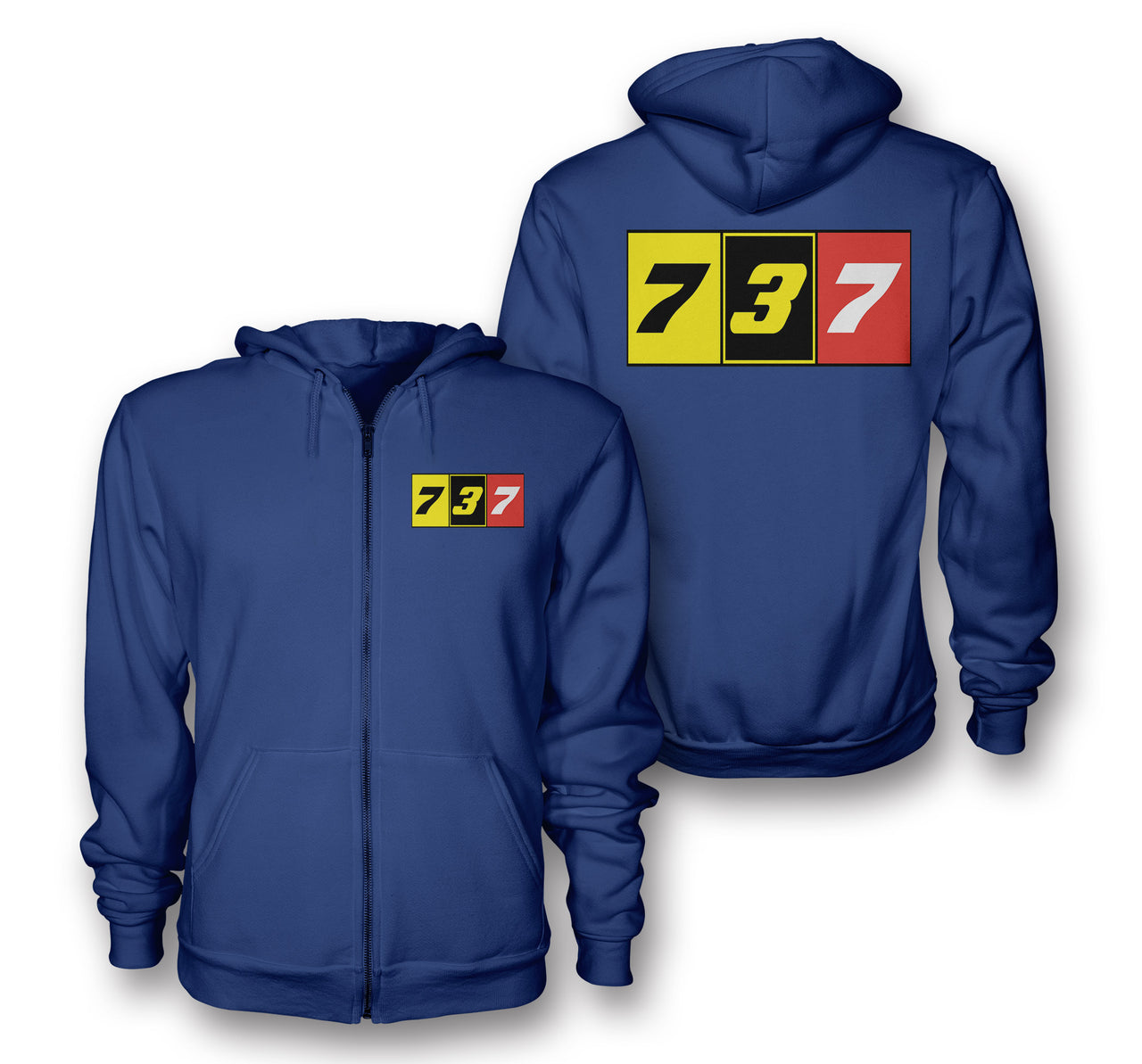 Flat Colourful 737 Designed Zipped Hoodies