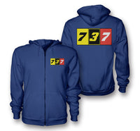 Thumbnail for Flat Colourful 737 Designed Zipped Hoodies