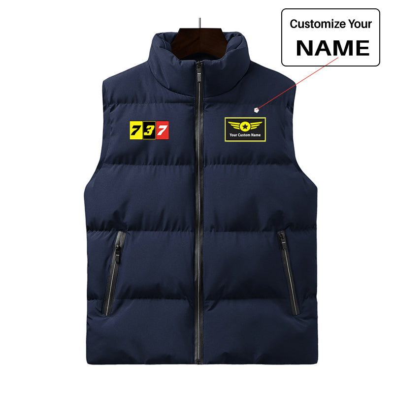 Flat Colourful 737 Designed Puffy Vests