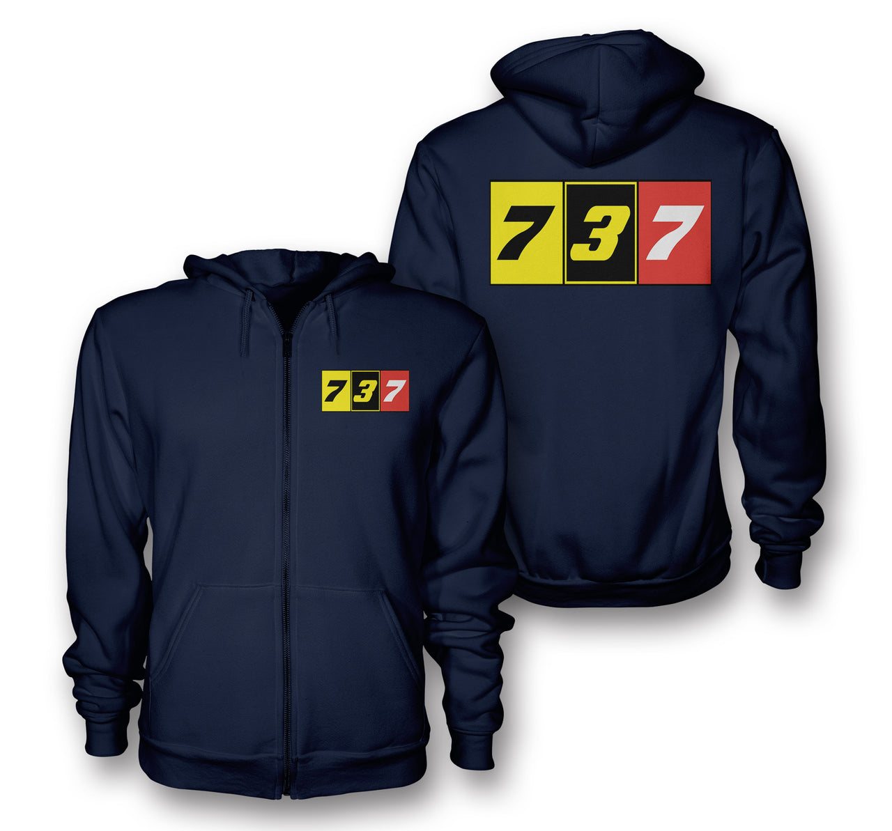 Flat Colourful 737 Designed Zipped Hoodies