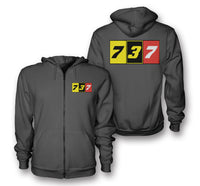 Thumbnail for Flat Colourful 737 Designed Zipped Hoodies