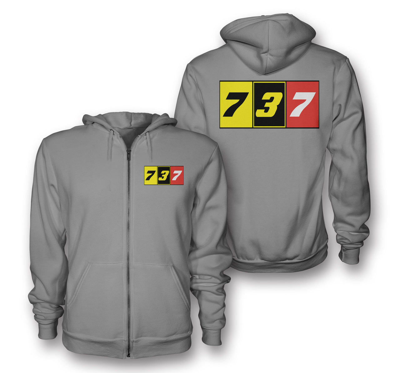 Flat Colourful 737 Designed Zipped Hoodies