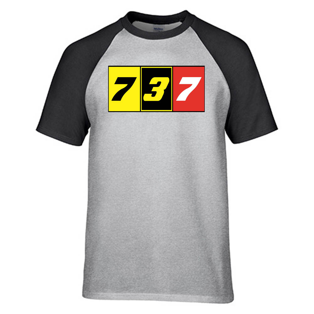 Flat Colourful 737 Designed Raglan T-Shirts