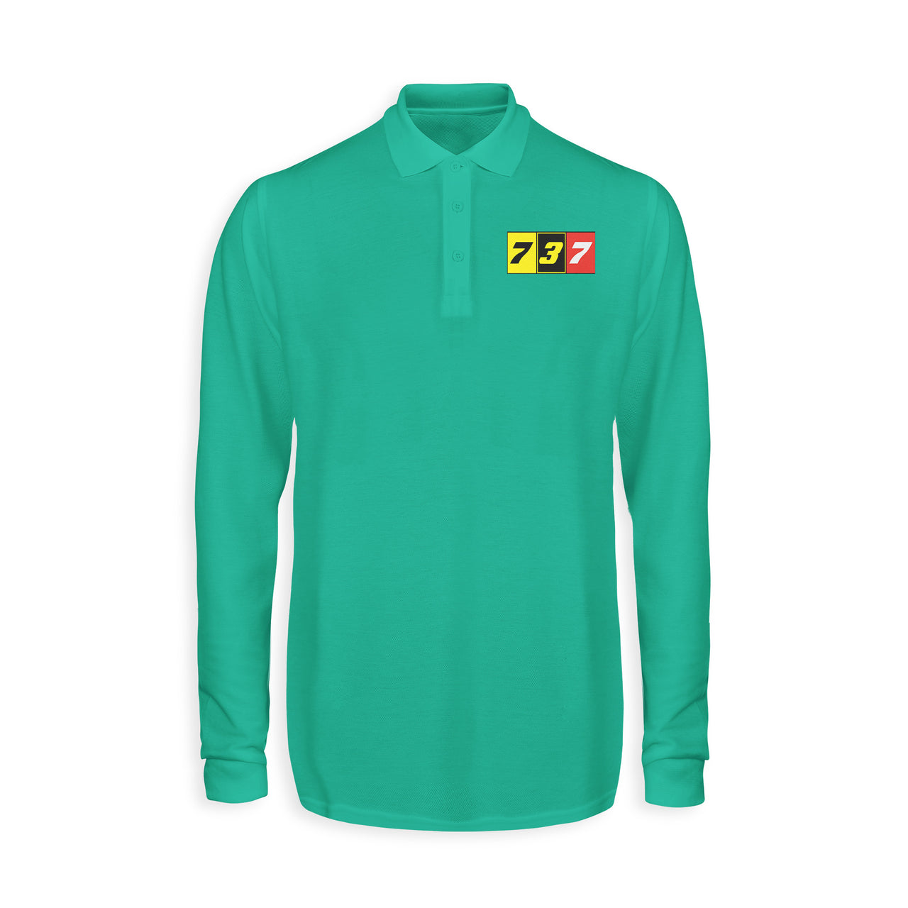 Flat Colourful 737 Designed Long Sleeve Polo T-Shirts