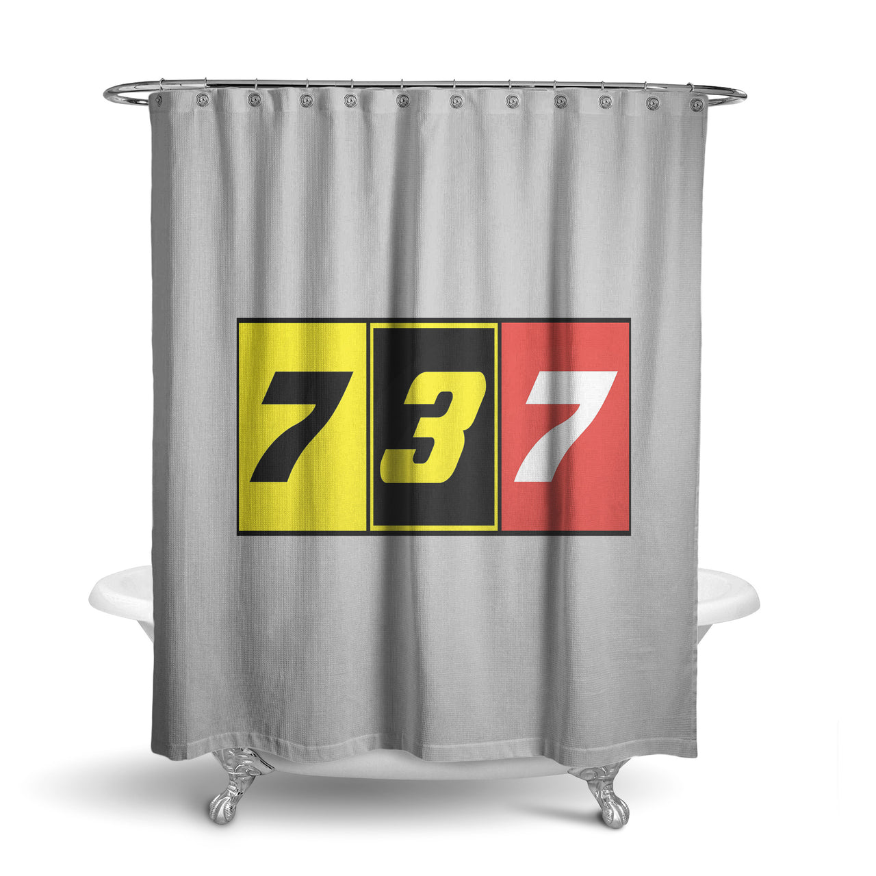 Flat Colourful 737 Designed Shower Curtains